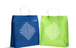 Kolam print jute bags